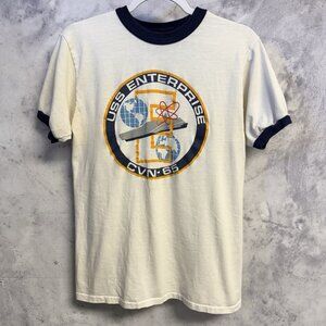 Vintage 80s USS Enterprise CVN-65 US Navy T Shirt Adult S/M USA